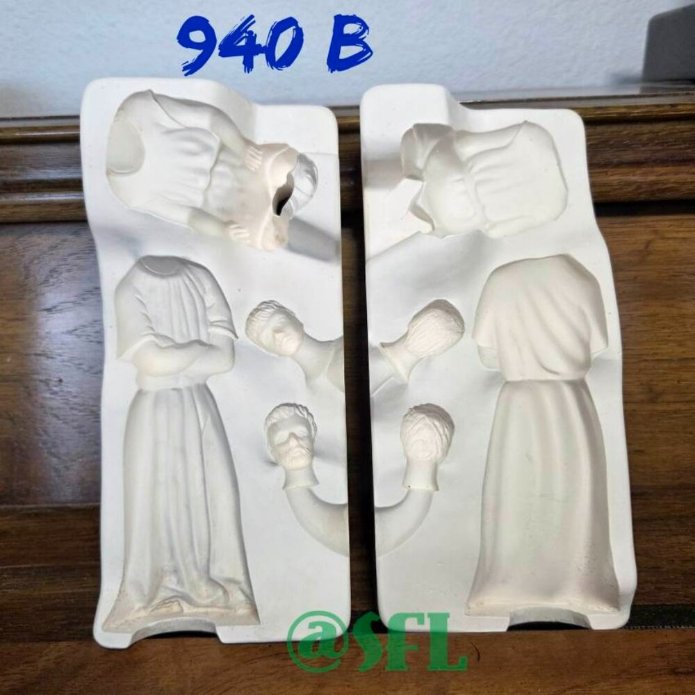 Vtg Duncan Ceramic 1960 Nativity Mold Joseph & Shepherd Fresno California